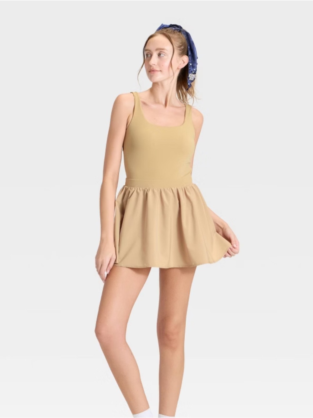 JoyLab Tan Scoop-Neck Mini Dress